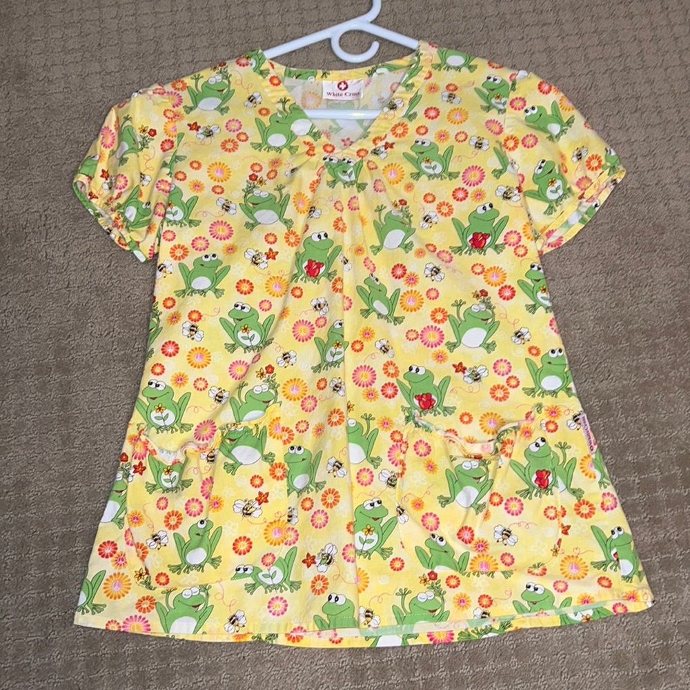 White Cross Scrub Top